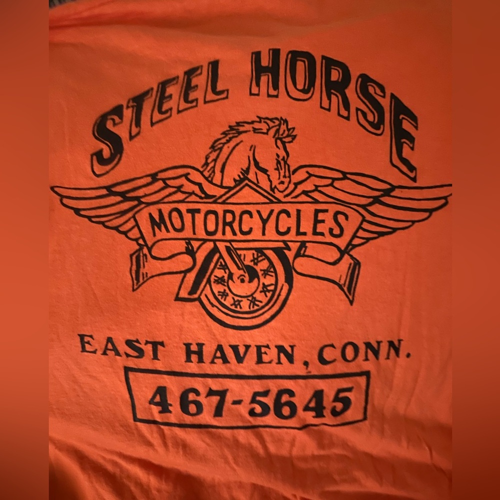 VINTAGE STEEL HORSE MOTORCYCLE HARLEY EAST HAVEN CT “RARE” XL men’s super cool T
